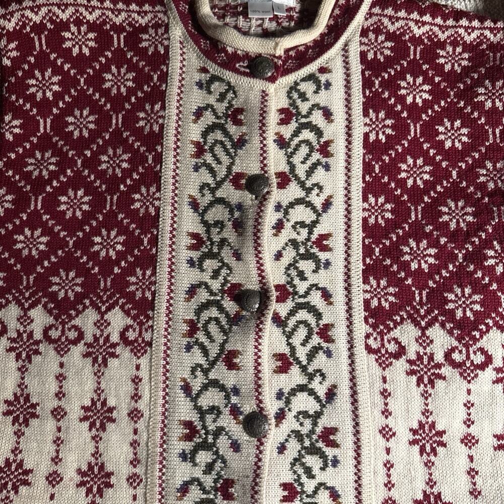 Cherry Lewis Wool Cardigan Sweater Women's Medium Knit Vintage Floral England - Picture 6 of 6